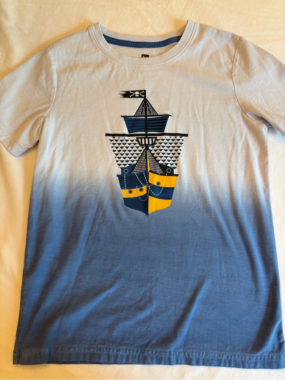 Tea Collection White T-Shirt with Blue Neck Trim